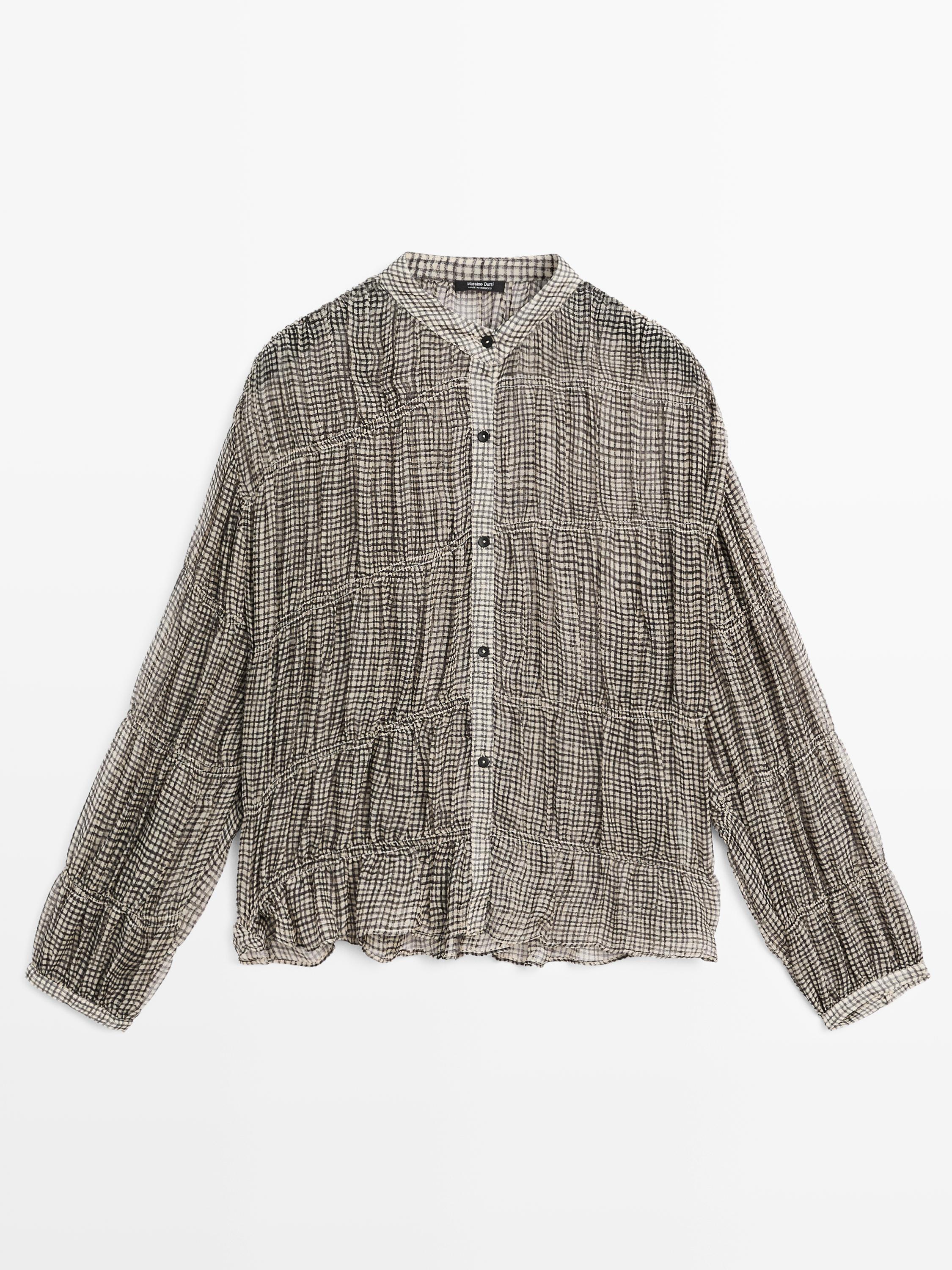 Gathered gingham shirt